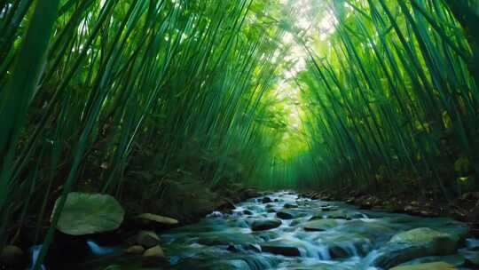 竹林风声 溪水轻响 自然幽静之歌