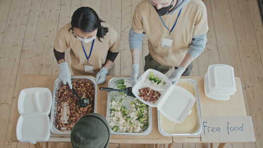 义工为有需要人士提供食物的概况