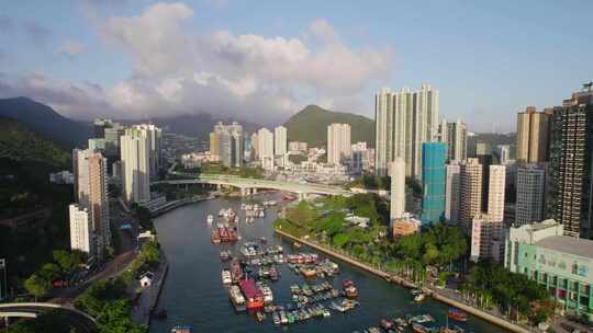 中国香港南区香港仔湾避风港航拍大景