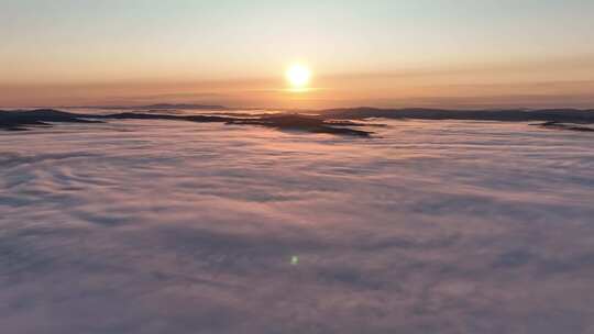 航拍黎明山川云海日出