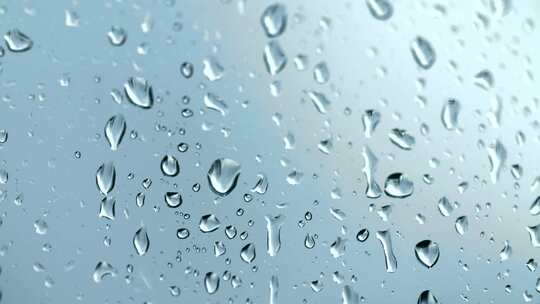 水珠雨滴从玻璃上滑落