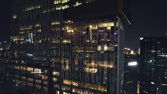 4k环绕航拍深圳南山地标建筑腾讯滨海大厦夜景