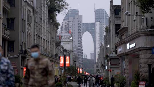 温州五马步行街航拍