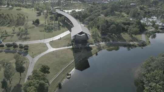 成都 北湖公园 航拍 湖景 湖面