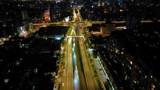 杭州西湖区西湖大道夜景车流延时