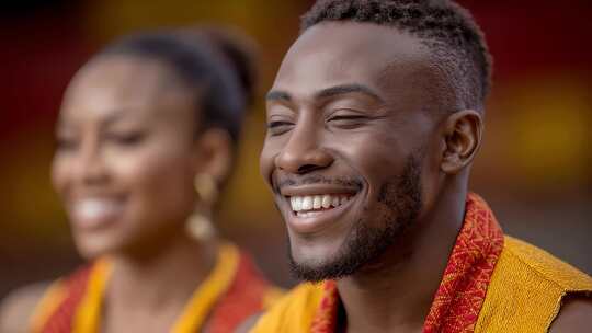 非洲传统服饰人物微笑特写
