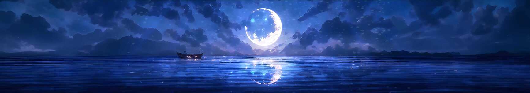 8K 月光小船梦幻唯美超宽屏月亮