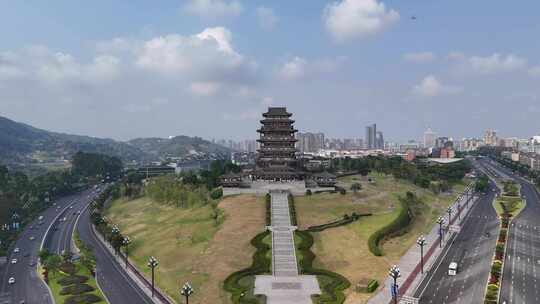 宜宾大溪口城市公园宜宾东楼航拍