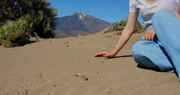 女人，泰德，火山，特内里费岛