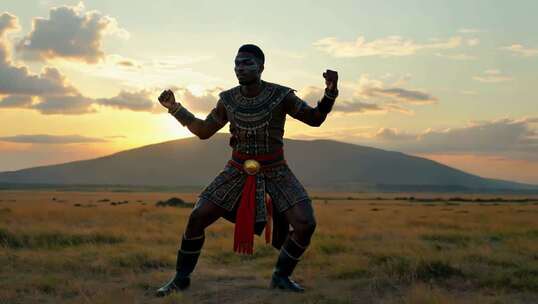 非洲男人草原传统舞蹈