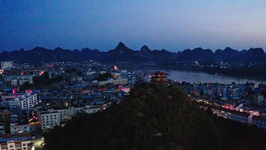 来宾县城夜景航拍长镜头