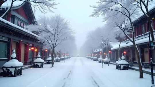 北京雪景4k舞台粒子活动背景