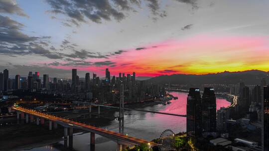 8K大气重庆城市日落日出夜景