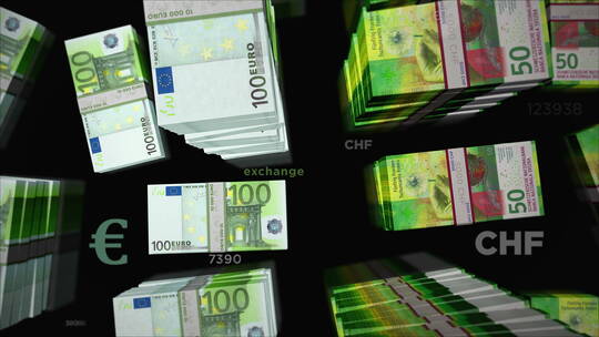 欧元-瑞士法郎-货币视频素材模板下载