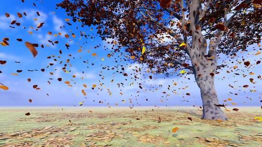 4K 秋天树叶随风飘落升格慢动作视频素材模板下载