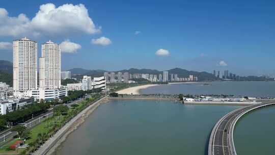 航拍广东珠海城市风光珠海大景