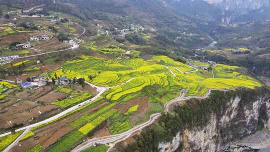 湖北恩施5A景区大峡谷绝壁花海航拍