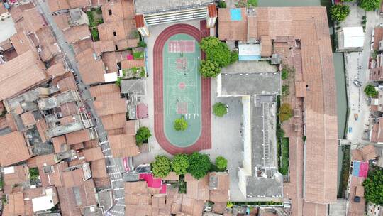 航拍福建莆田市高楼 车流