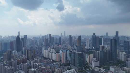 湖北武汉城市暴雨来临乌云密布航拍