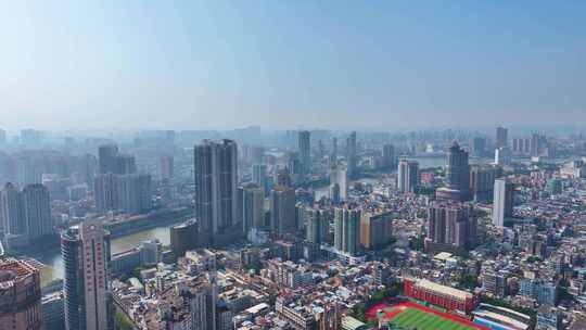 广州海珠区珠江航拍城市高楼大厦摩天大楼城视频素材模板下载