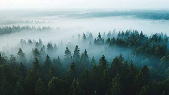 清晨航拍森林树林大自然山脉环保氧吧森林