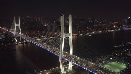 【4K-dlog】南浦大桥夜景交通实拍视频素材模板下载