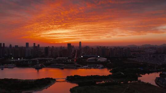 山东省日照市城市阳台夕阳航拍合集