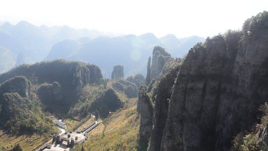 山区湖北省5A景区恩施大峡谷绝壁栈道风景