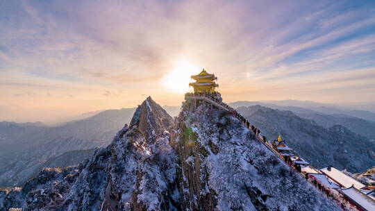 老君山金顶日落雪景晚霞8k延时422 10bit