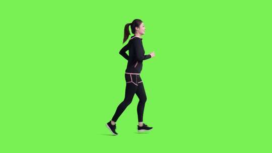 精品 · 穿运动装的女生跑步绿幕抠像视频视频素材模板下载