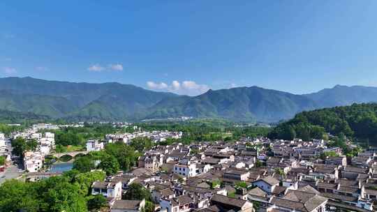 航拍中国传统水墨风安徽黟县宏村景区