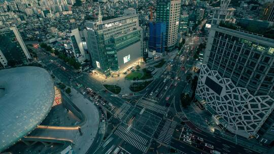 韩国首尔城市街头延时摄影