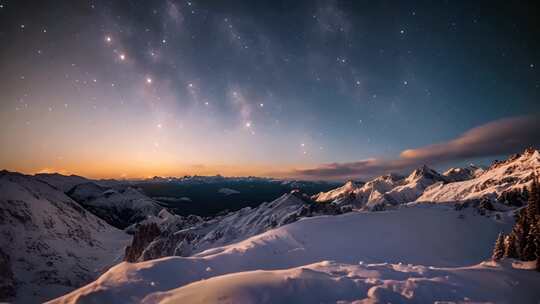 雪山星空全景