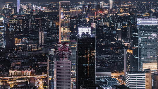 4K航拍上海静安区夜景