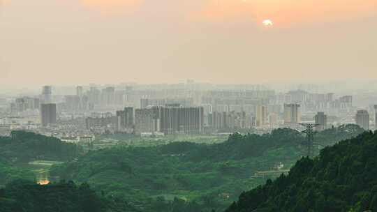 成都龙泉山观景台-俯瞰成都全景-成都日落