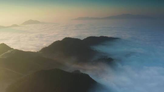 江南群山山峰云海晨曦航拍