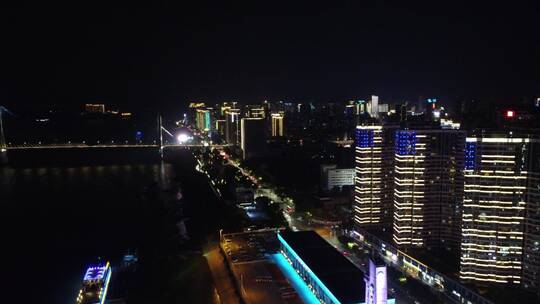 航拍武汉城市夜景