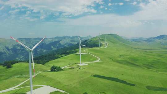 乡村清洁能源，风力涡轮发电视频素材模板下载