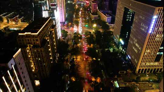 杭州西湖区天目山路学院路夜景车流延时