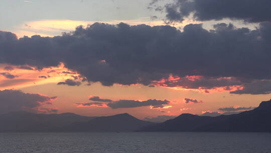 希腊爱琴海岛屿日落视频素材模板下载