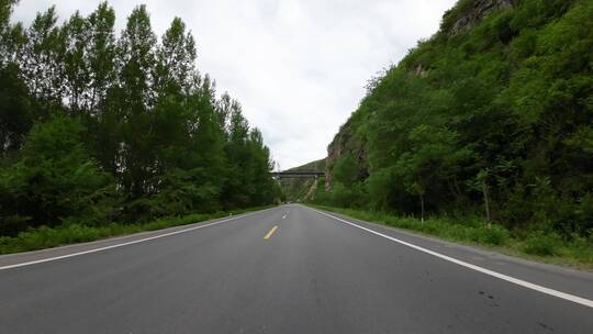 开车视角 白天 行驶在公路上