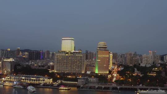 4K航拍厦门鹭江道灯光秀夜景