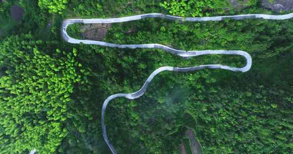 俯瞰山上盘山公路航拍