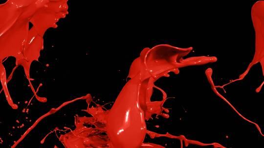 红色液体颜料碰撞融合泼洒飞溅