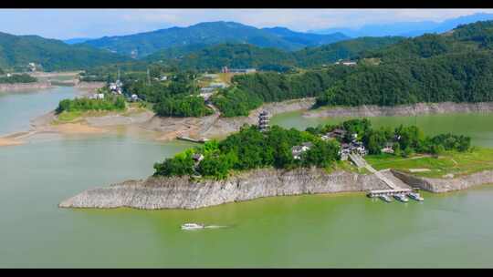 航拍陕西安康瀛湖风景区