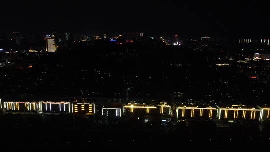 湖南益阳城市地标建筑桥梁夜景航拍