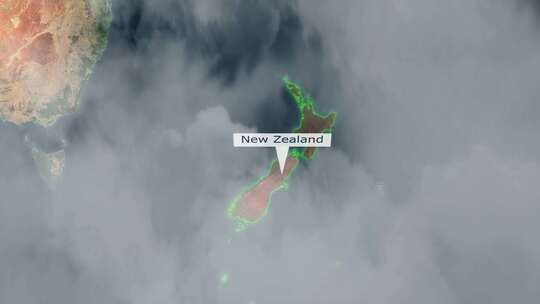 新西兰地图-云效应视频素材模板下载