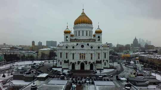 俄罗斯教堂冬季全景