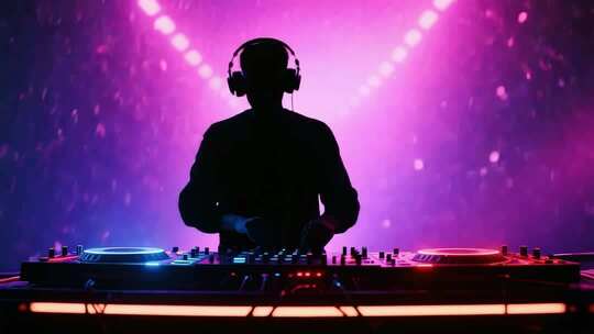 酒吧DJ打碟场景素材