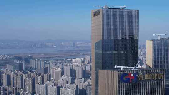 南京建邺金鹰世界大楼商厦航拍视频素材模板下载